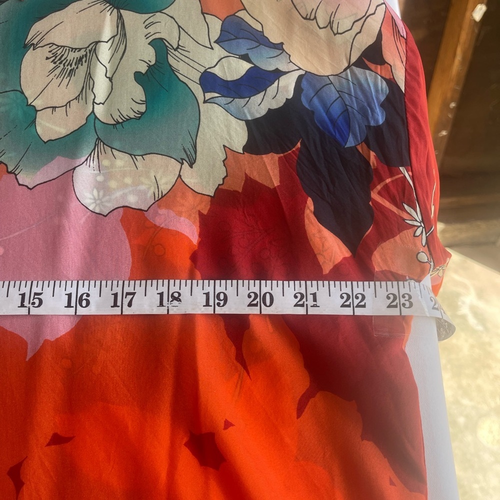 Johnny Was Floral Silk Button-Up Blouse in Red, Orange, Green, Pink - Picture 10 of 10